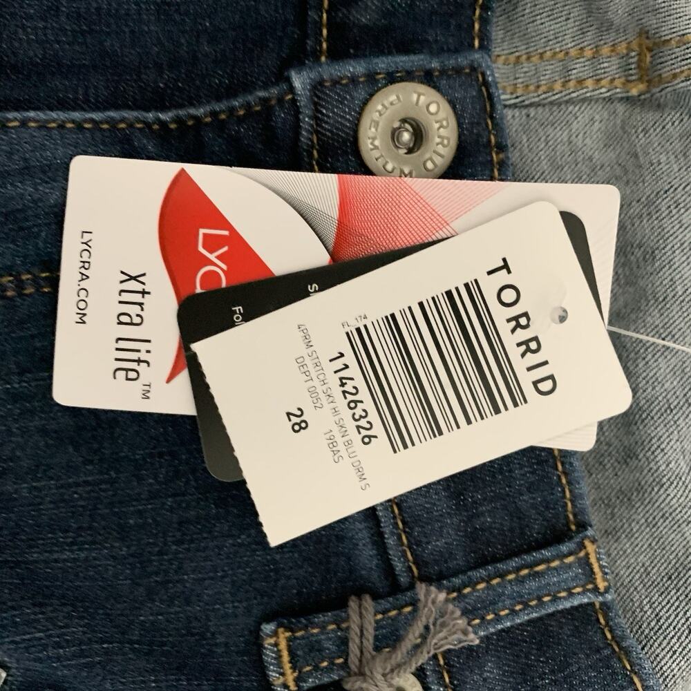 Torrid Premium Jeans Womens Sz 28S SKY HIGH SKINNY Denim Blue Dark Wash NEW - Picture 6 of 10